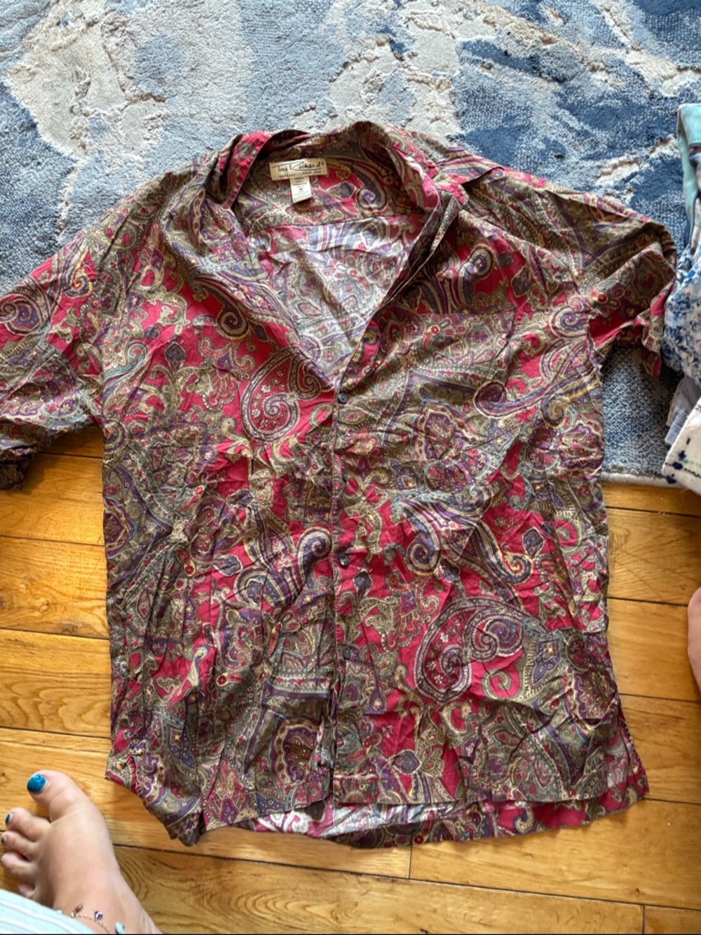 Tori Richard Red and Purple Paisley Button-Up Shirt